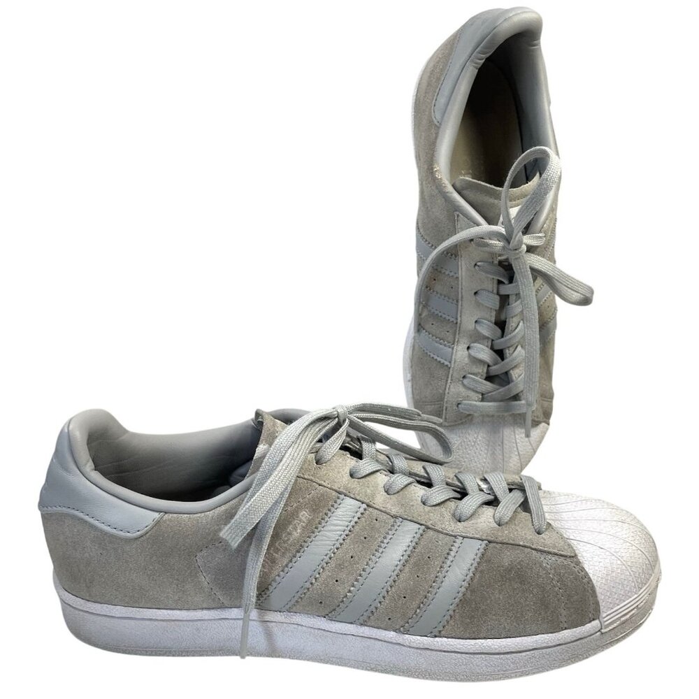 Adidas Superstar Athletic Shoes Mens 10 Gray Suede Low Shell Top Sneakers Skater
